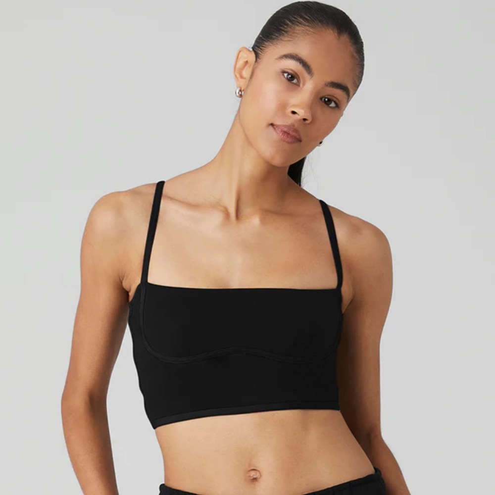 NWT Alo Black Airbrush stream lined bra tank sz Medium